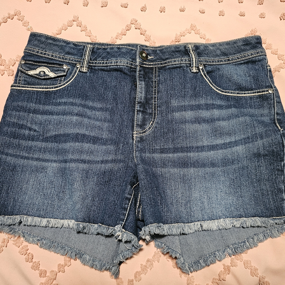 Faded Glory Blue Jean Shorts with Distressed Wash